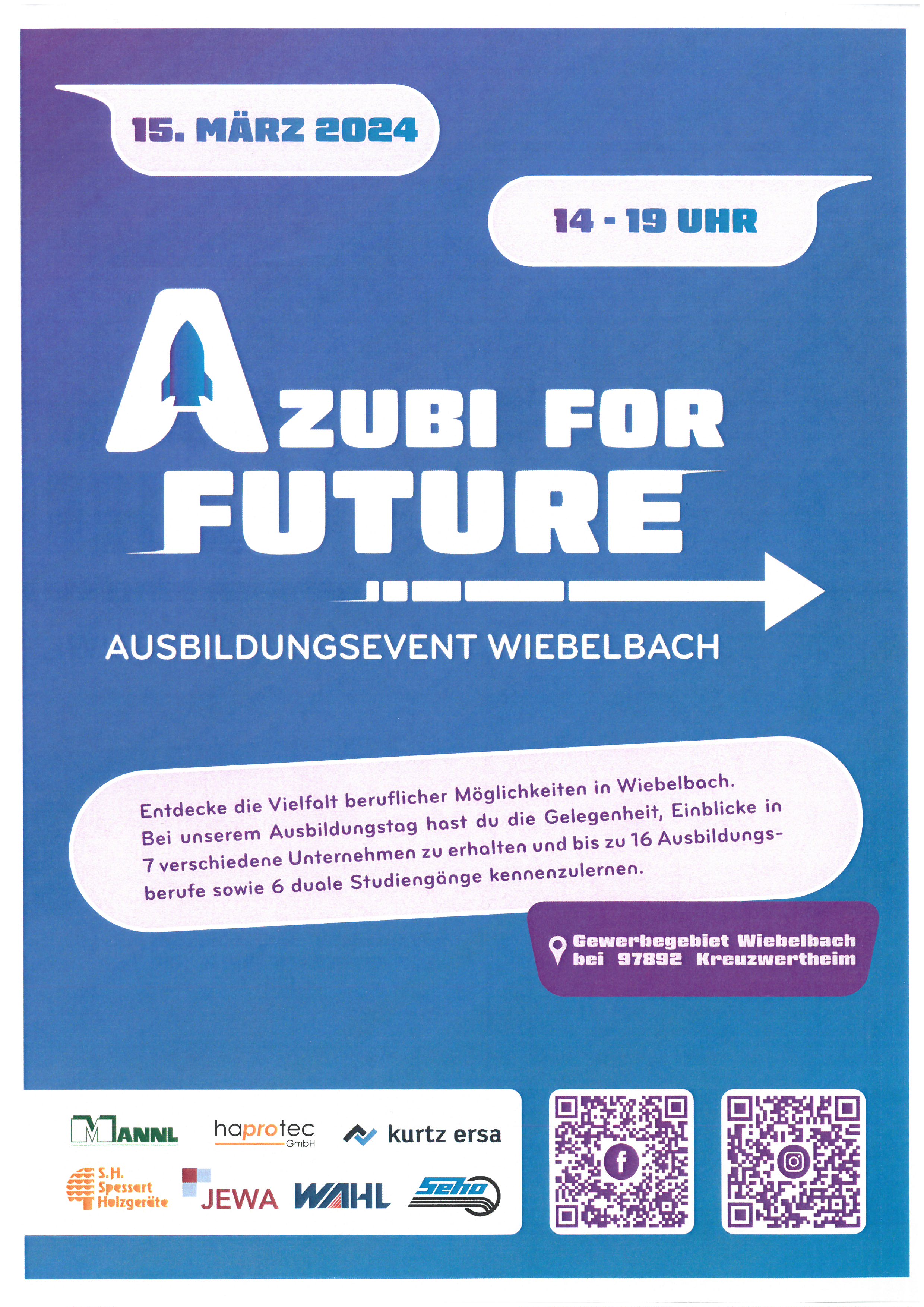 Ausbildungsevent am 15. März 2024 in Wiebelbach: Azubi for future
